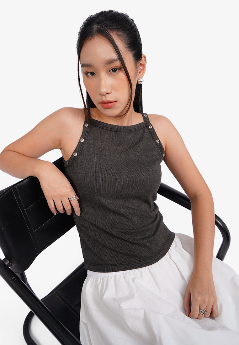 Washed Eyelet Tank Top