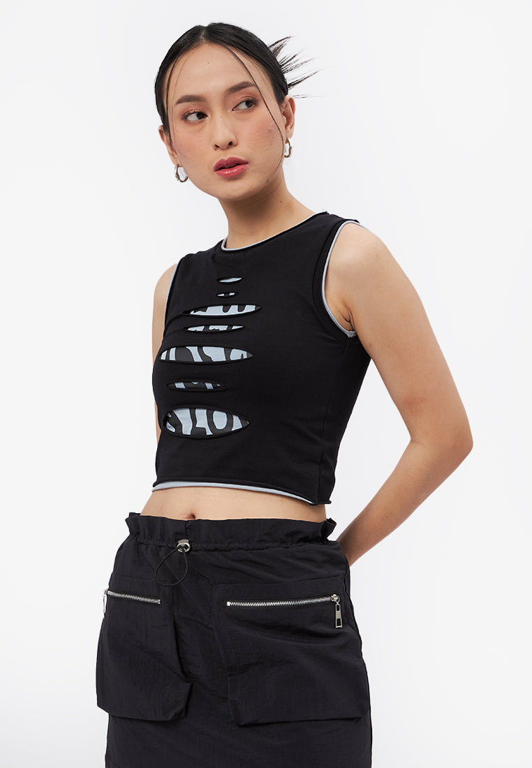 Slicing Sleeveless Top Black