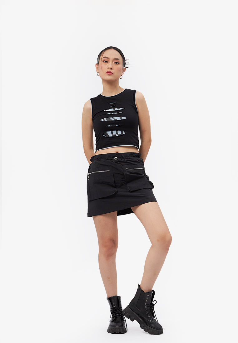 Slicing Sleeveless Top Black