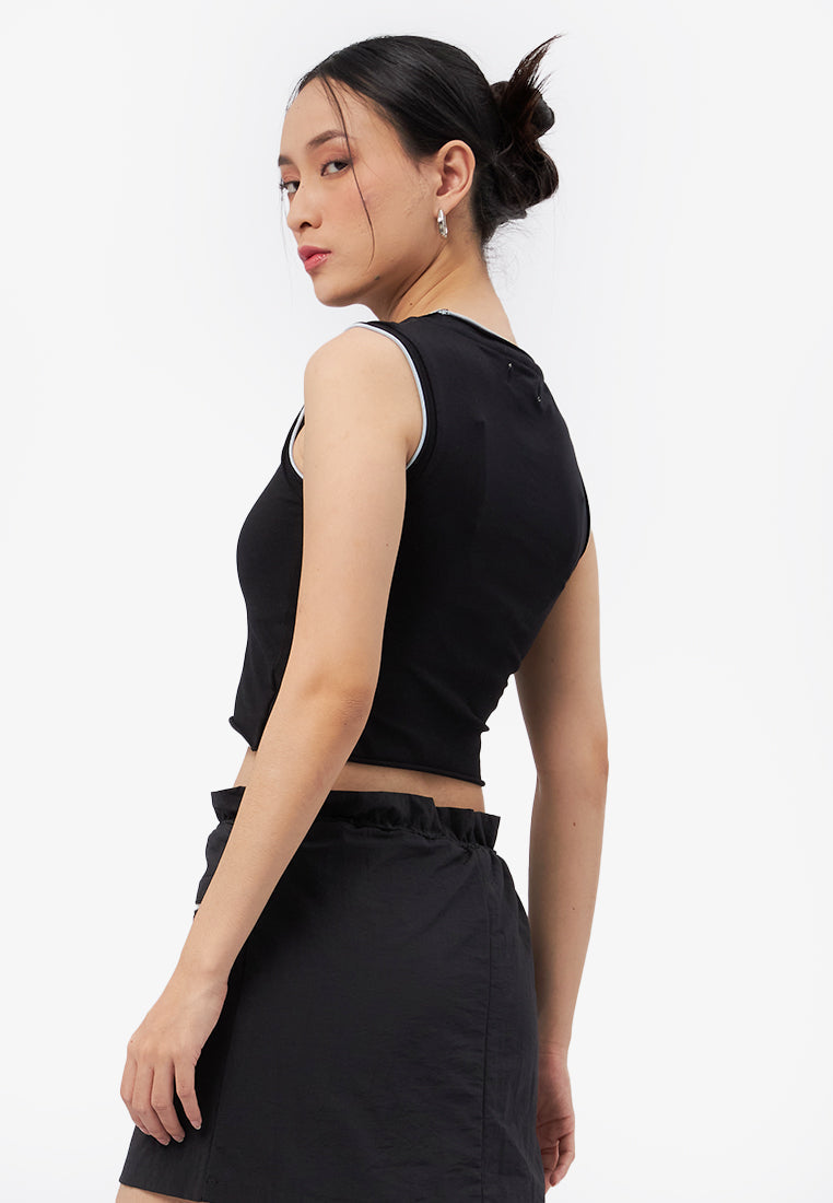 Slicing Sleeveless Top Black