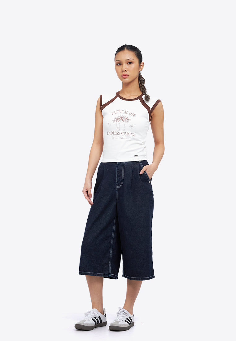 Two Tone Fitted Sleeveless Top