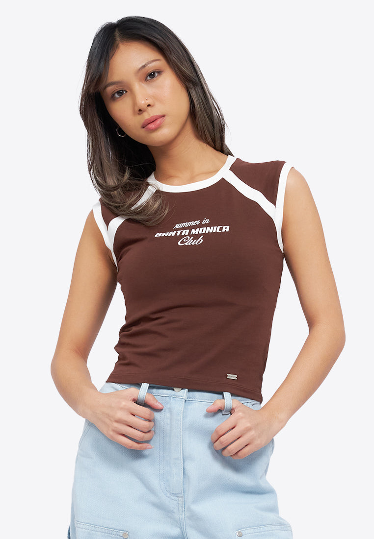 Two Tone Fitted Sleeveless Top