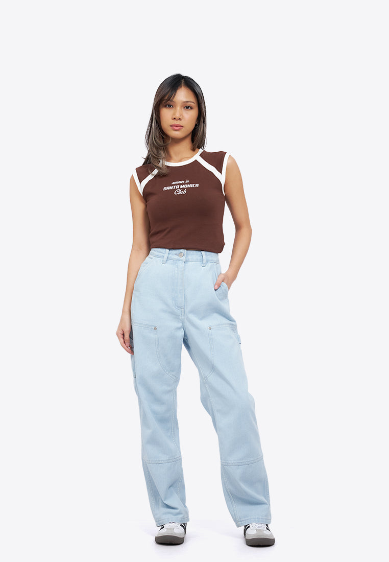 Two Tone Fitted Sleeveless Top