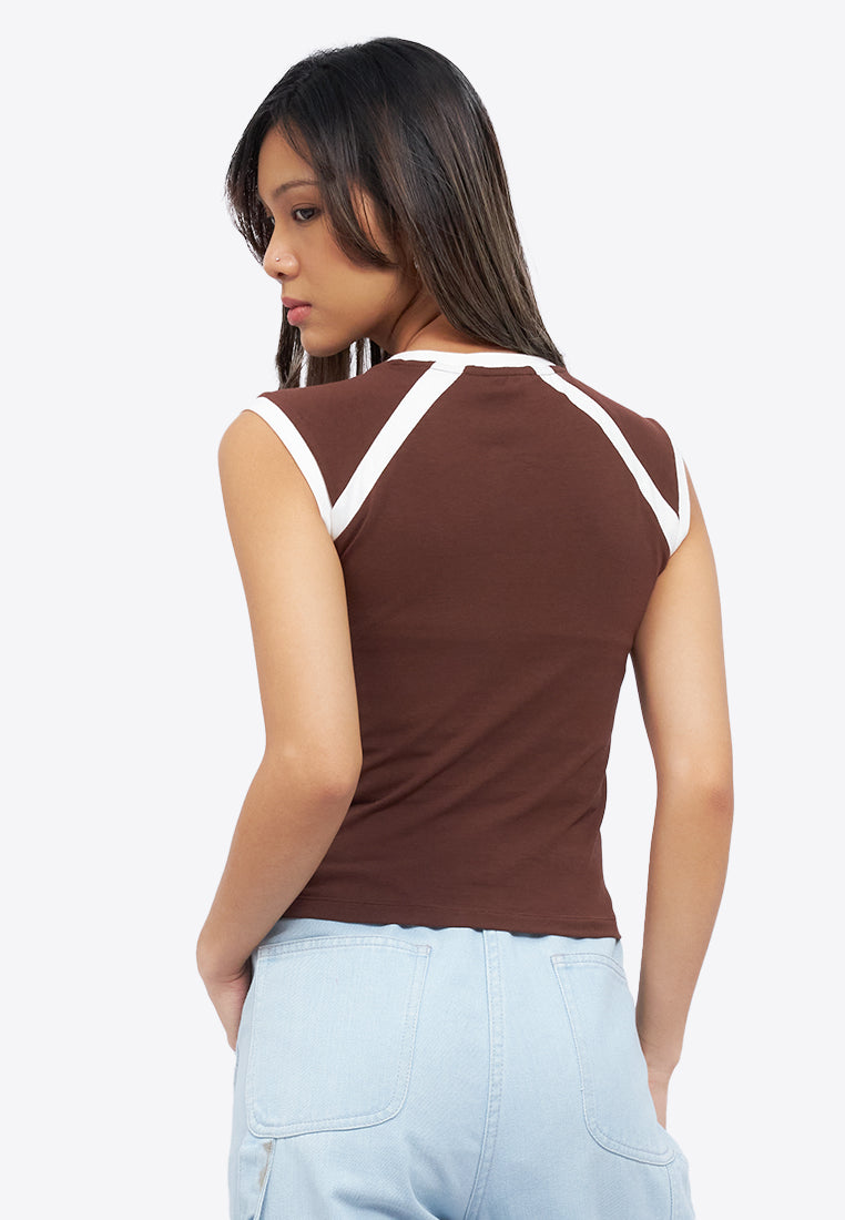 Two Tone Fitted Sleeveless Top