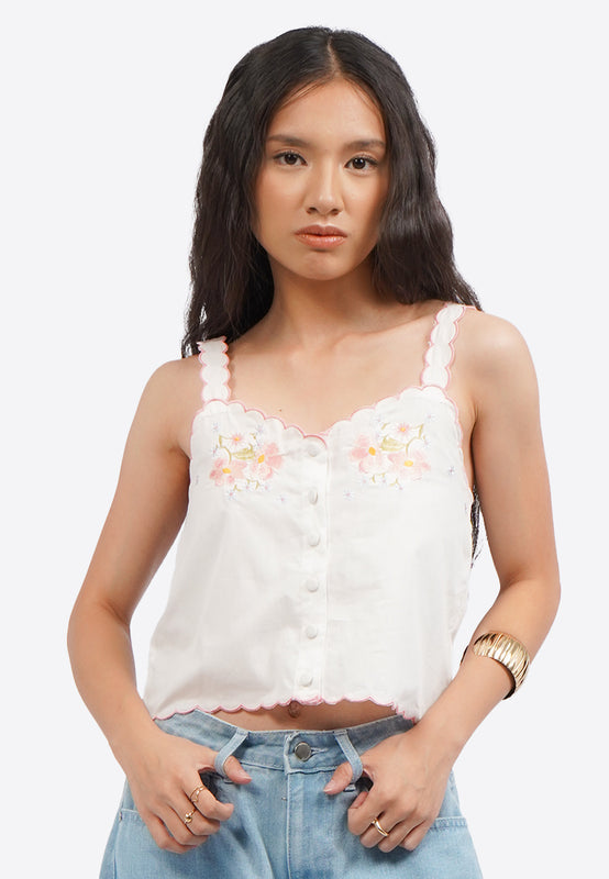 Embroidered Button Up Camisole