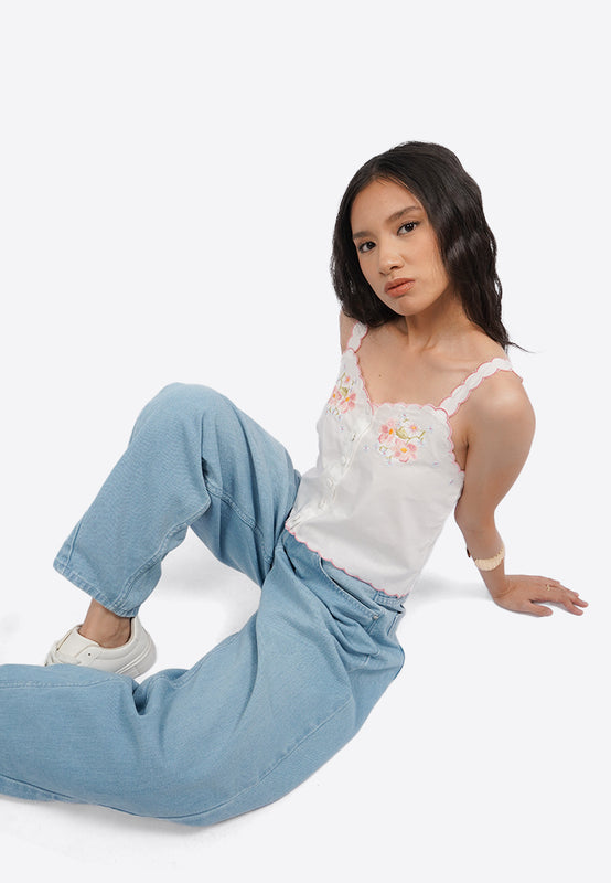 Embroidered Button Up Camisole