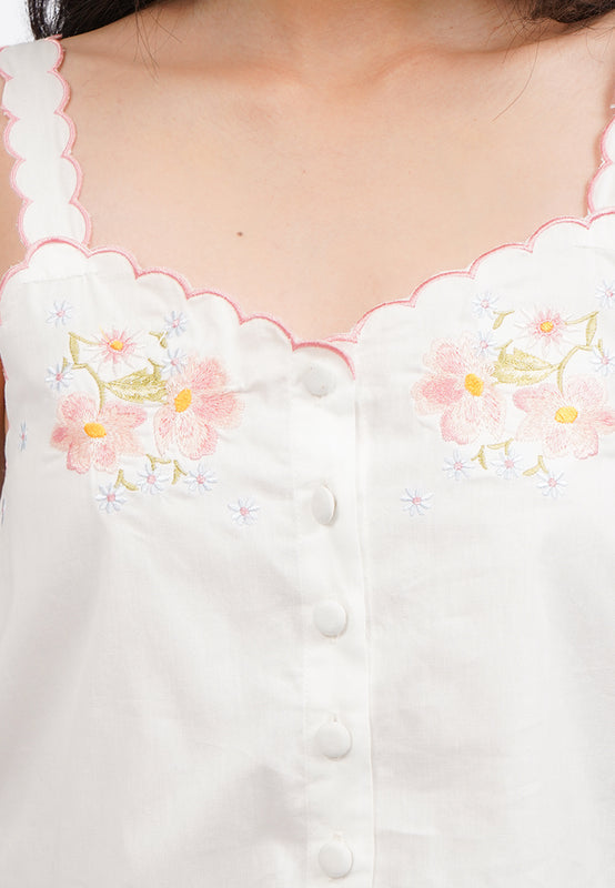 Embroidered Button Up Camisole