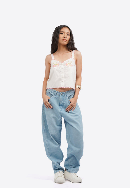 Embroidered Button Up Camisole