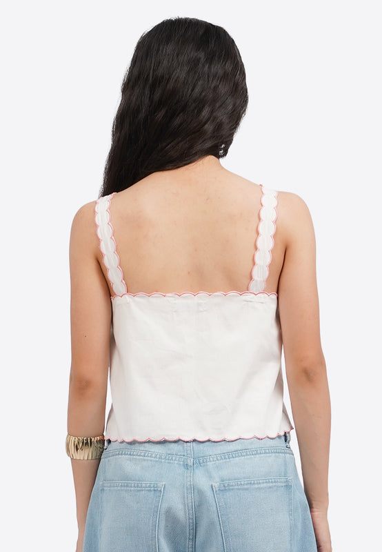 Embroidered Button Up Camisole
