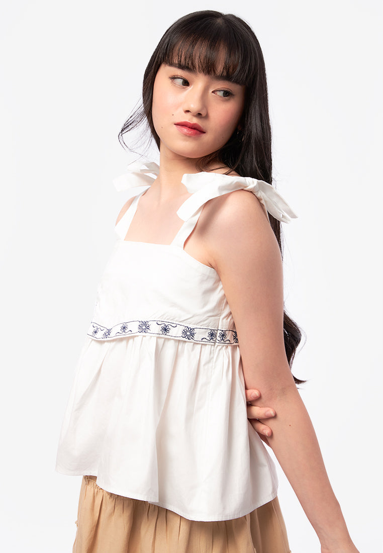 Embroidered Sleeveless Top