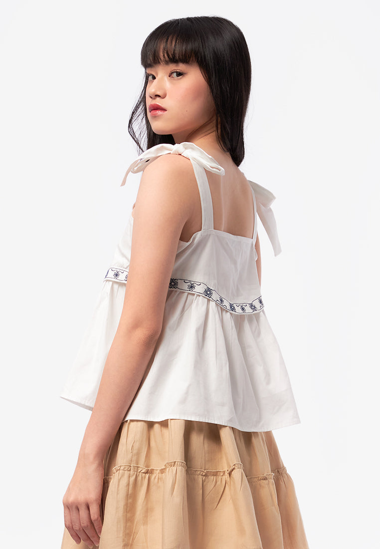 Embroidered Sleeveless Top