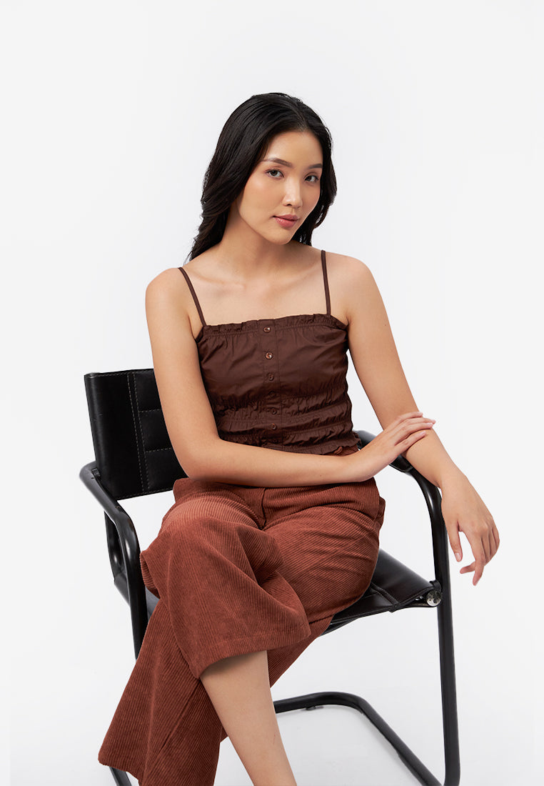 Smocked Button Front Tank Top