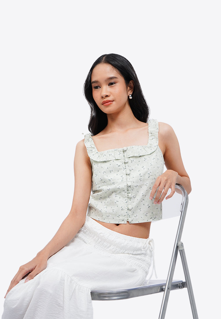 Floral Printed Ruffle Tank