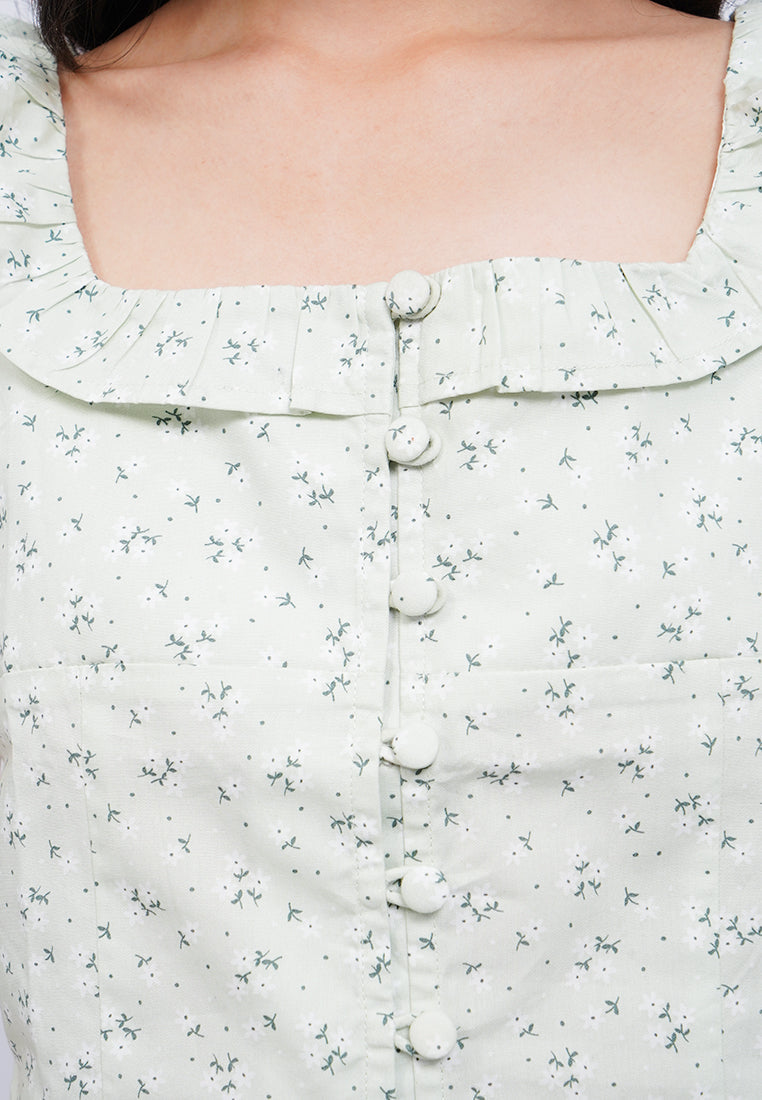 Floral Printed Ruffle Tank