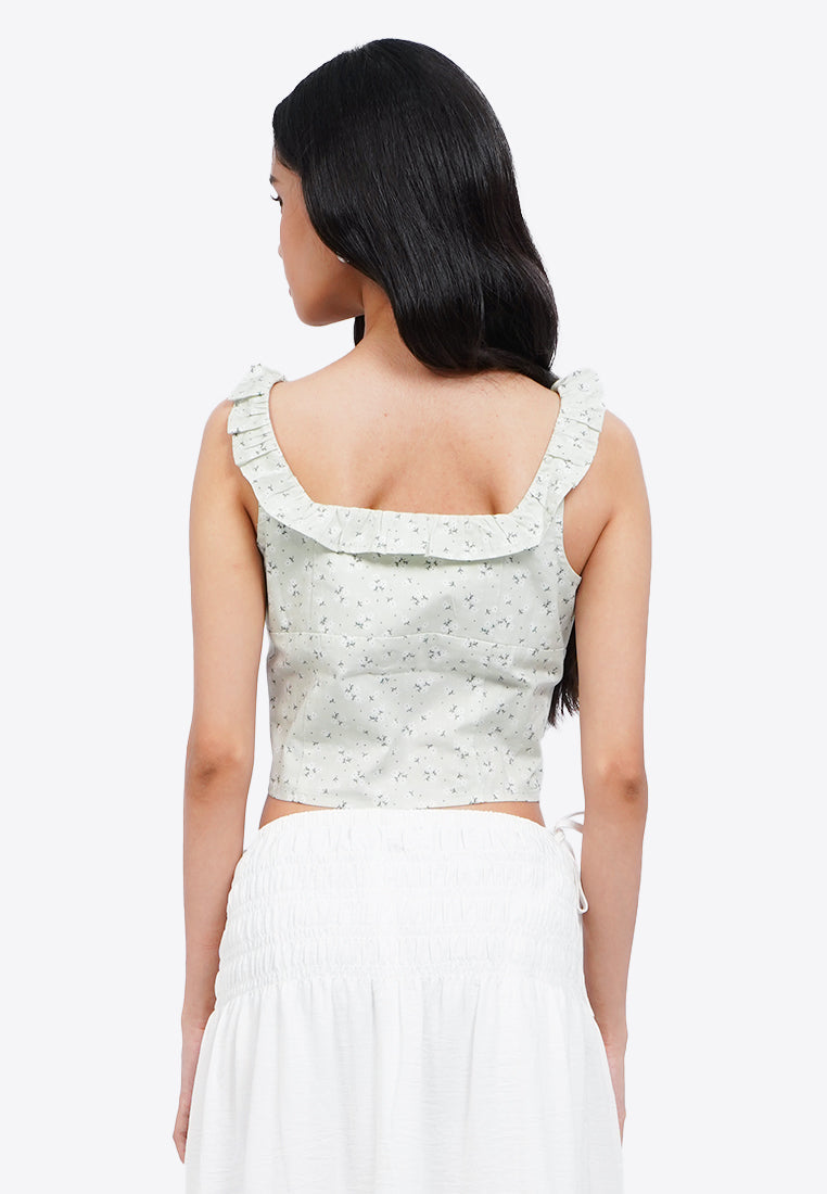 Floral Printed Ruffle Tank