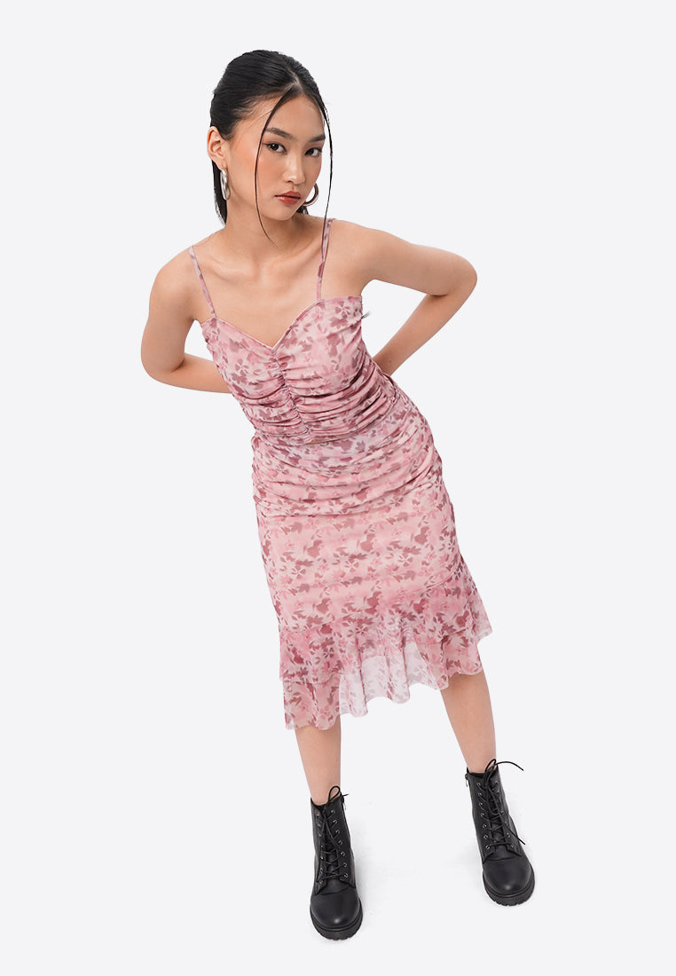 Printed Ruched Cami Top