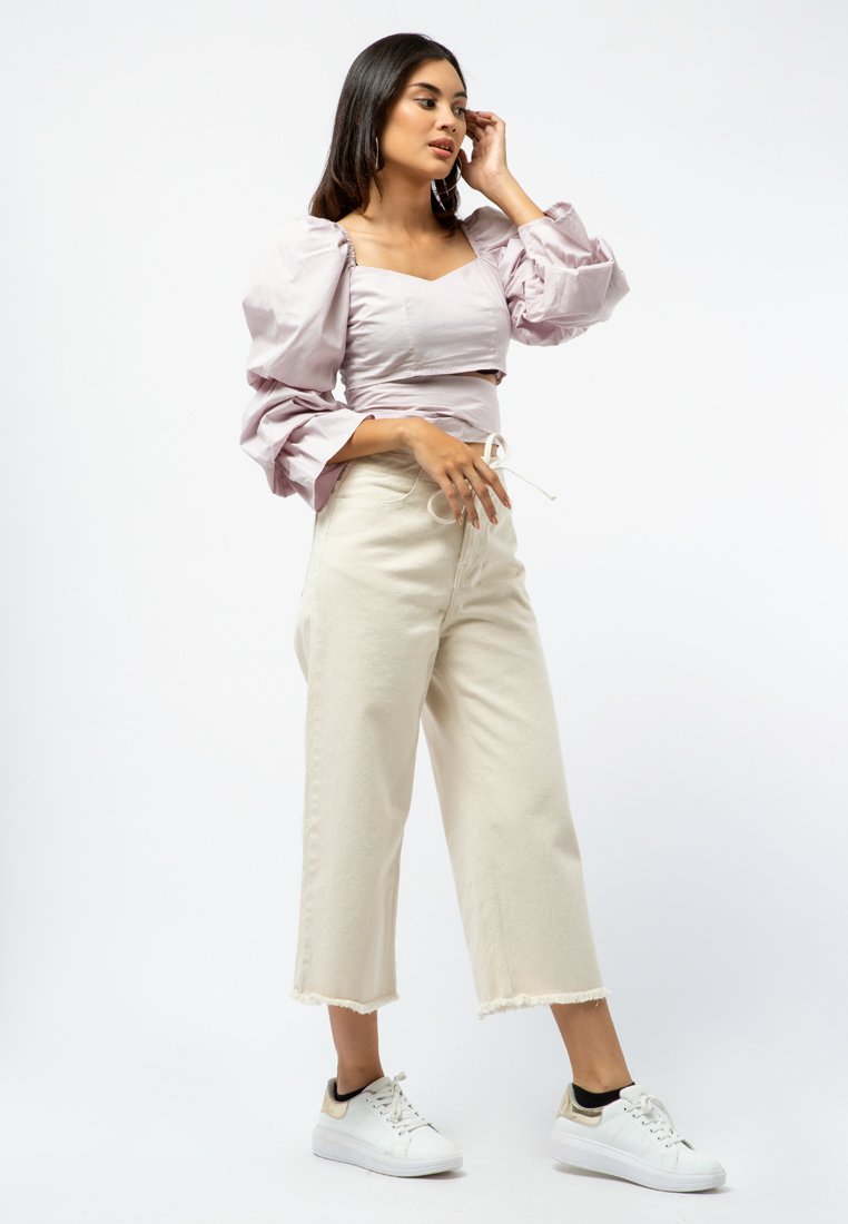 Long Sleeve Wrap Blouse