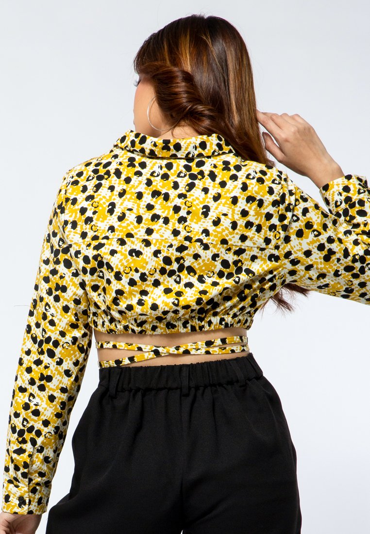 Long Sleeve Printed Crop Shirt