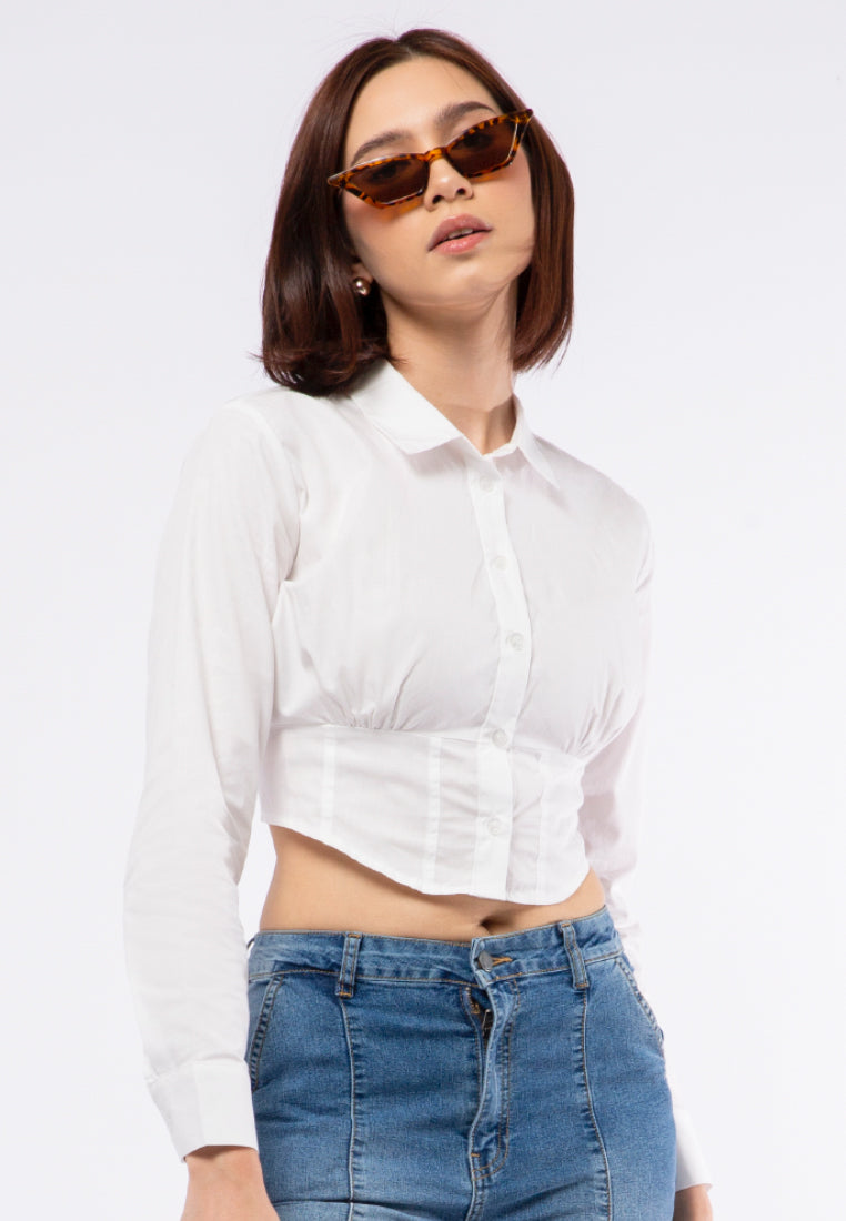Fitted Corset Long Sleeve Blouse