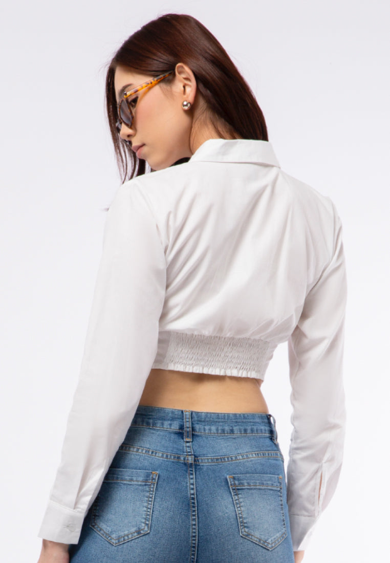 Fitted Corset Long Sleeve Blouse