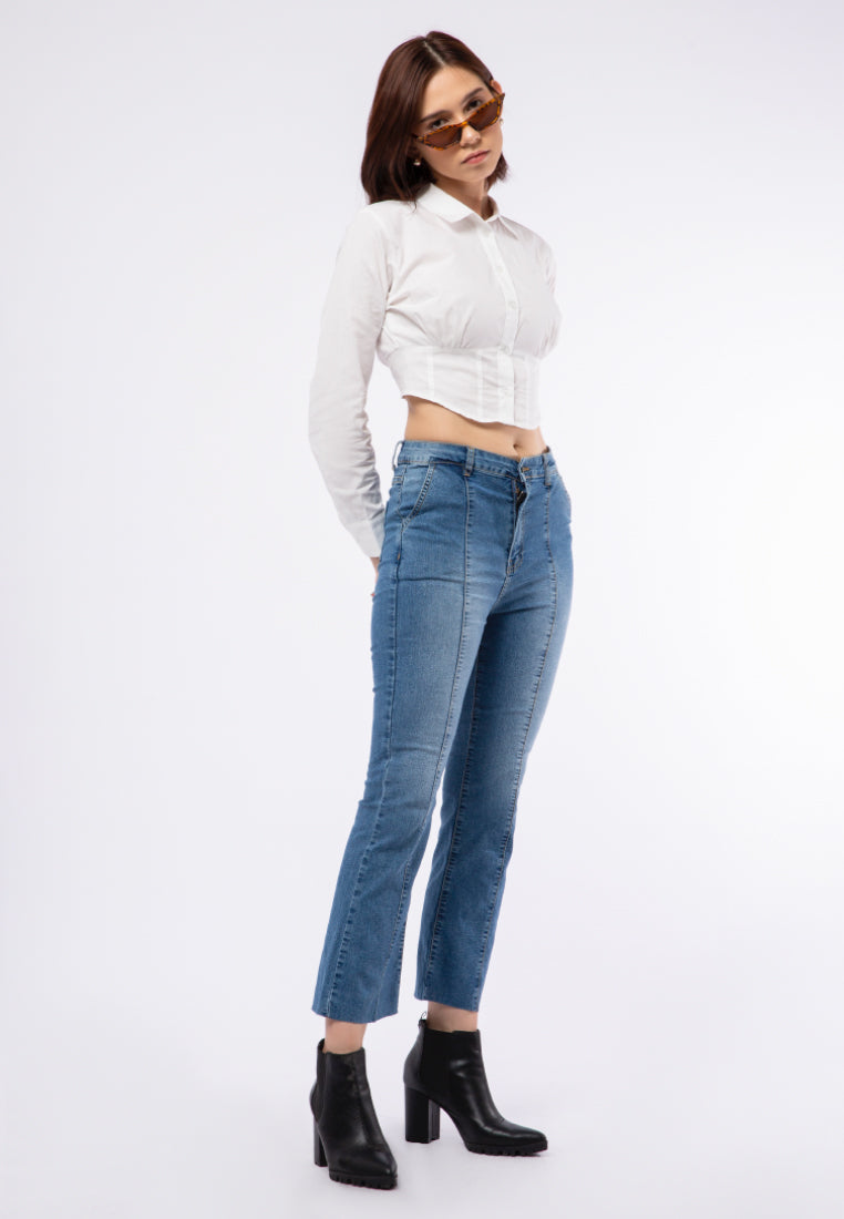 Fitted Corset Long Sleeve Blouse