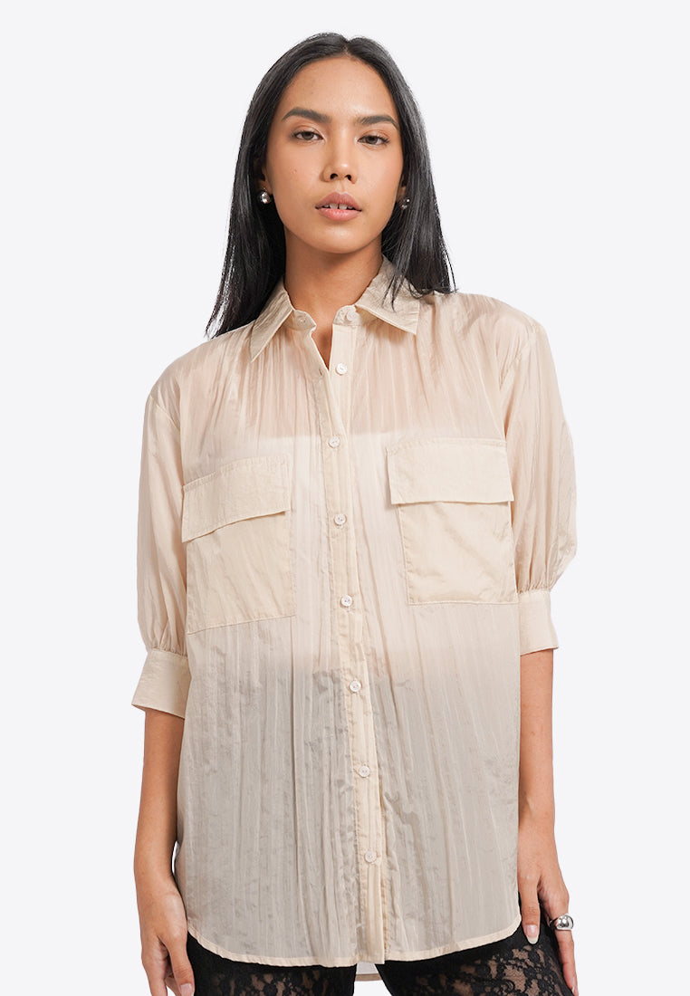 Puff Sleeve Sheer Shirt