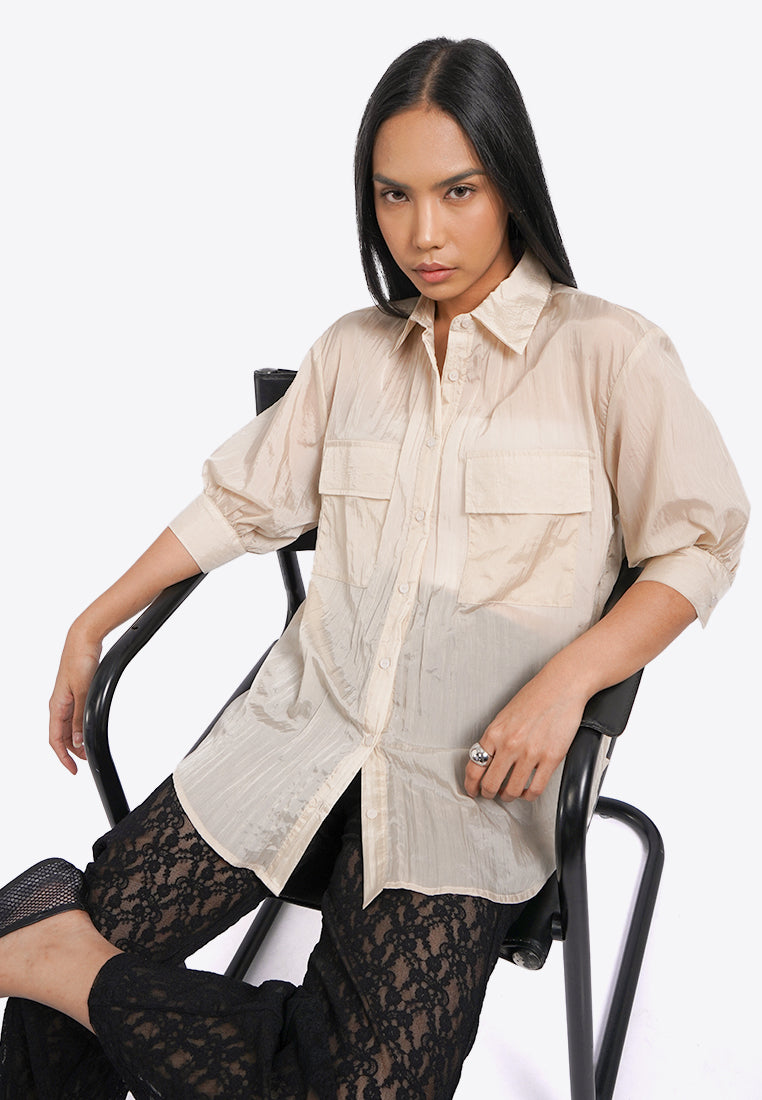 Puff Sleeve Sheer Shirt