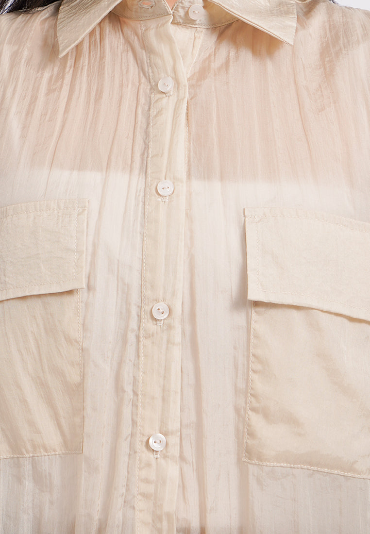 Puff Sleeve Sheer Shirt