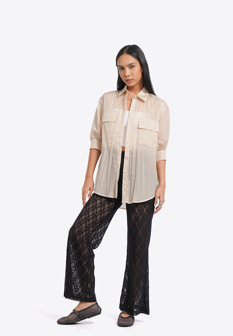 Puff Sleeve Sheer Shirt
