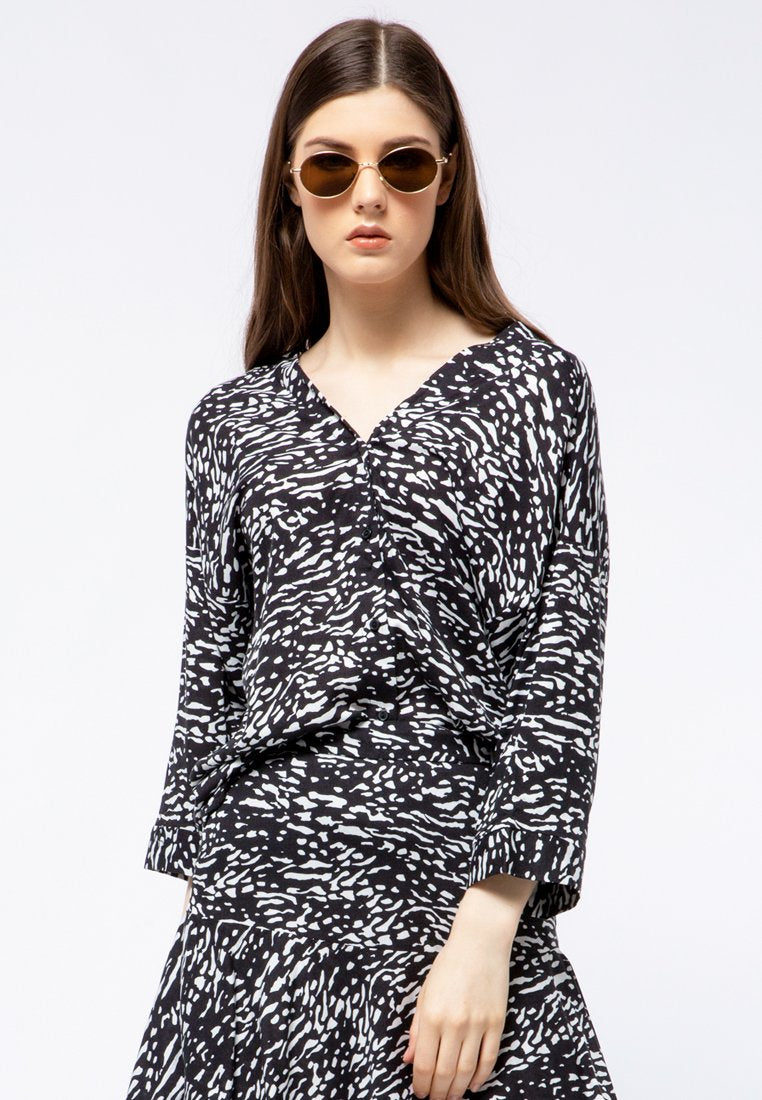 V-neck Printed Blouse