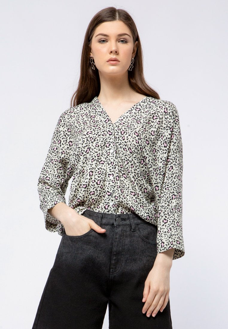 V-neck Printed Blouse
