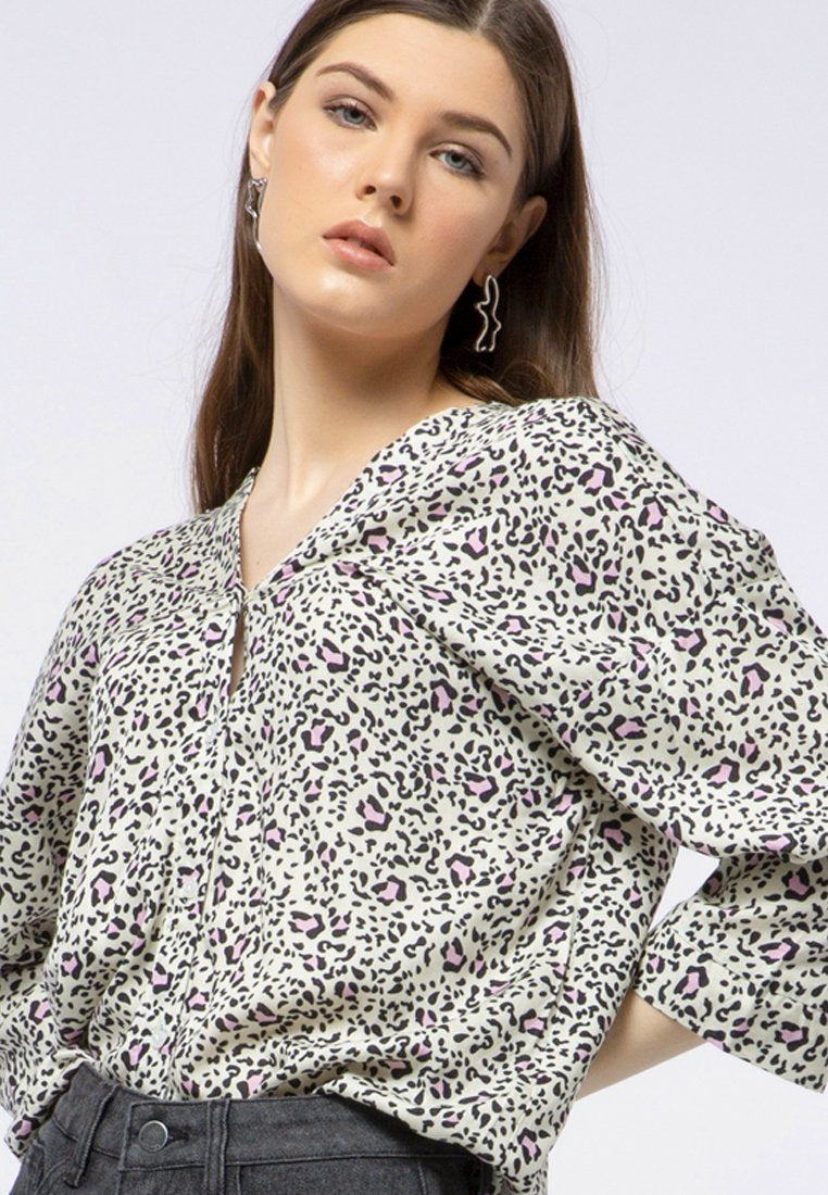 V-neck Printed Blouse
