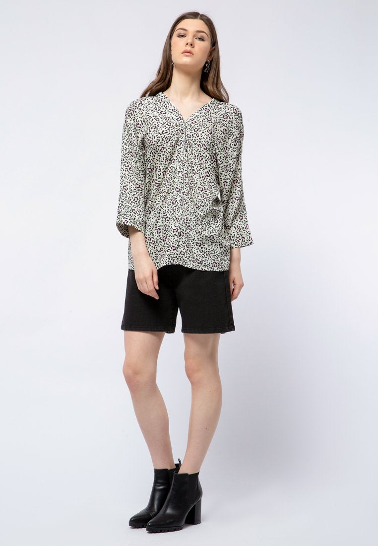 V-neck Printed Blouse