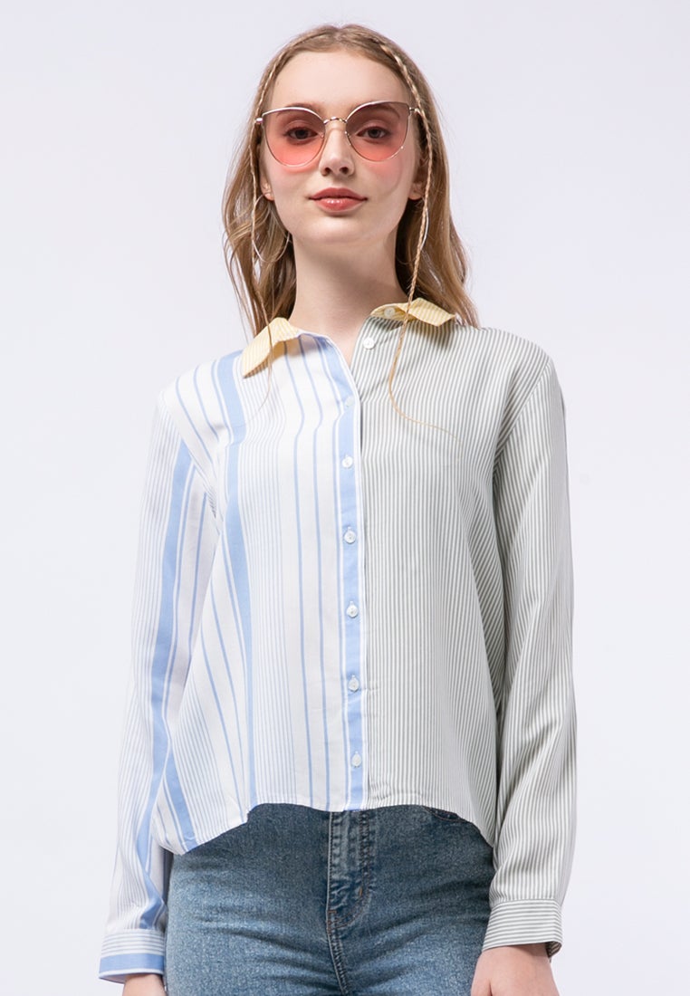 Cut & Sewn Long Sleeve Blouse