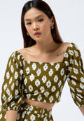 Crop Balloon Sleeve Top
