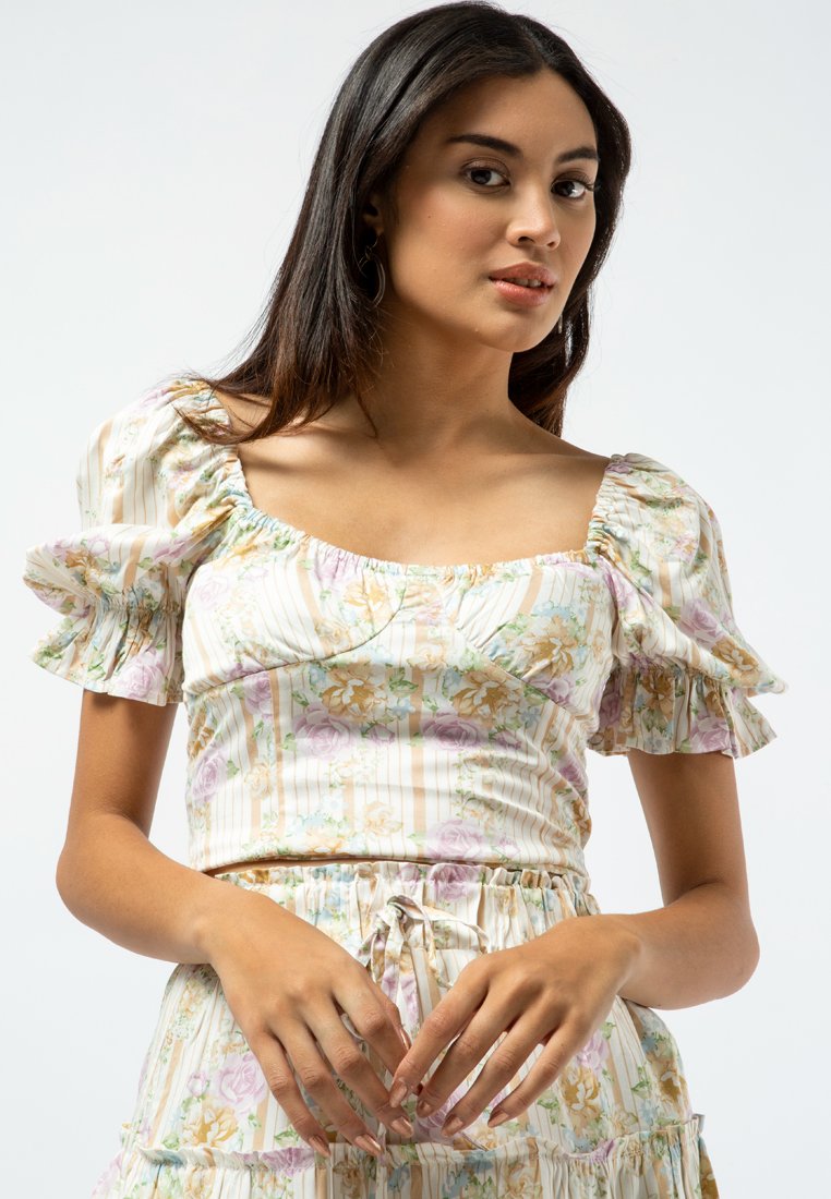 Printed Puff Sleeve Top