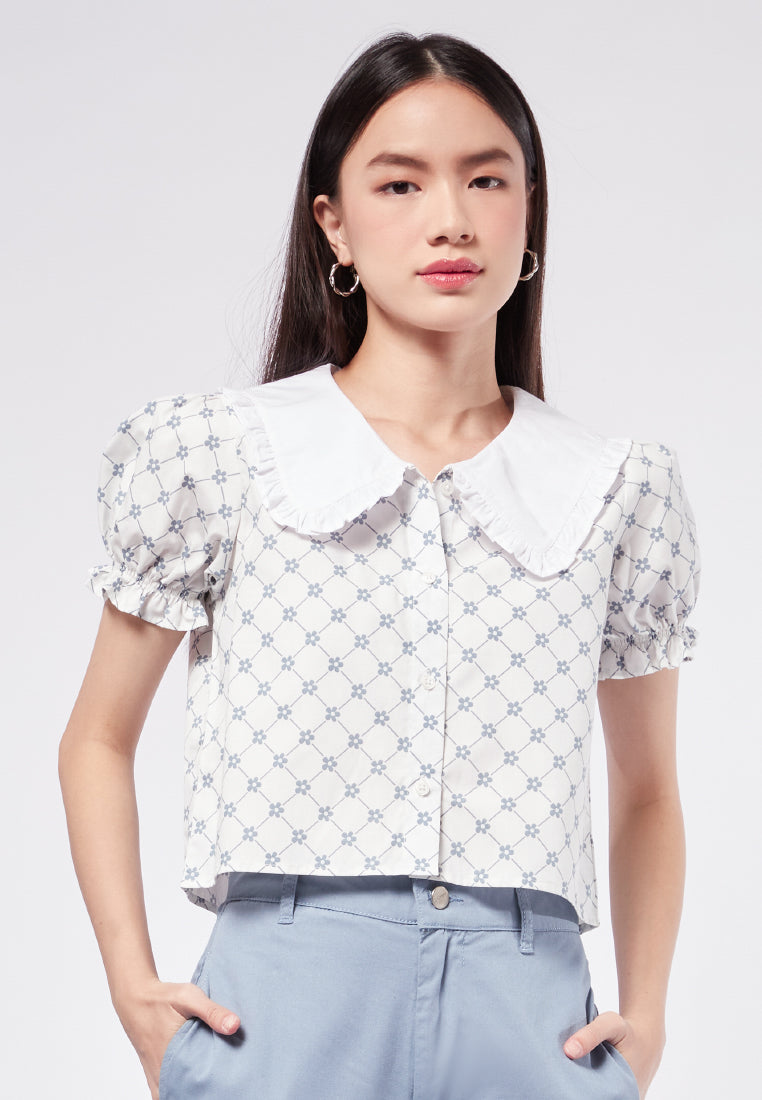Puff Sleeve Top with Peterpan Collar