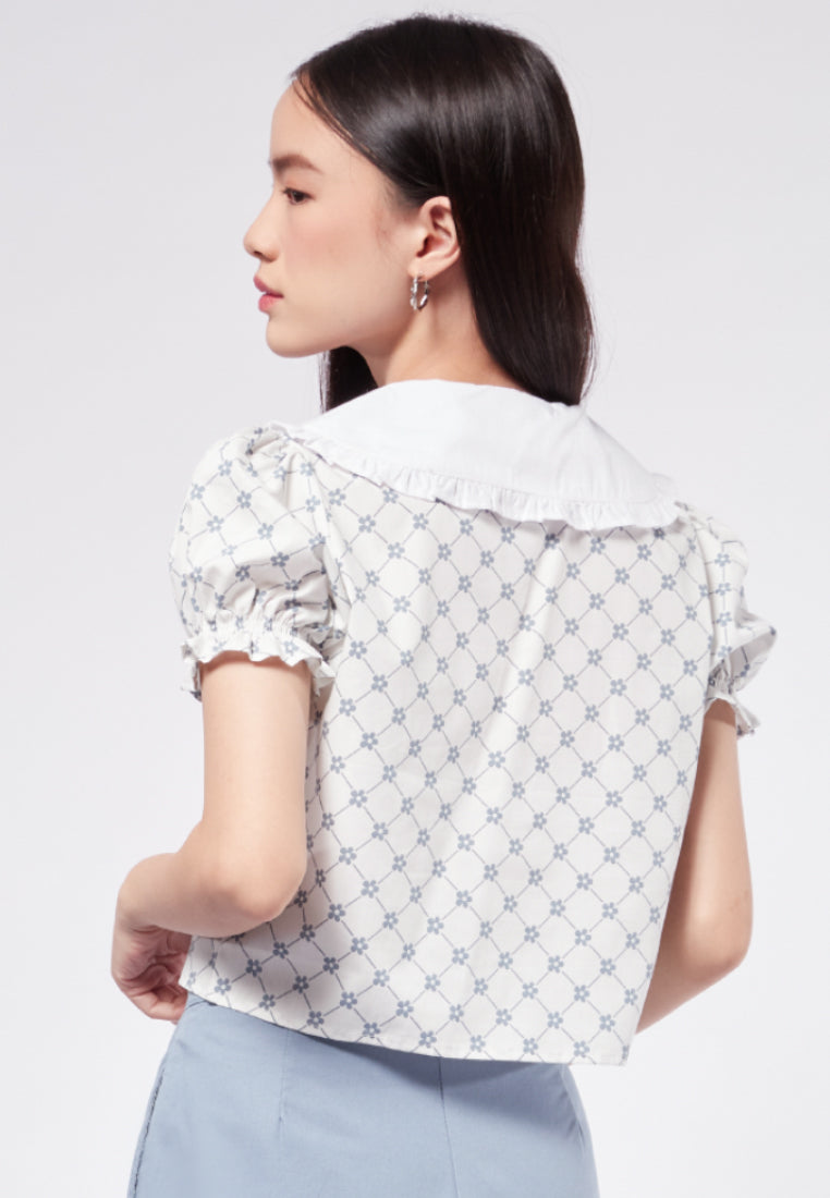 Puff Sleeve Top with Peterpan Collar