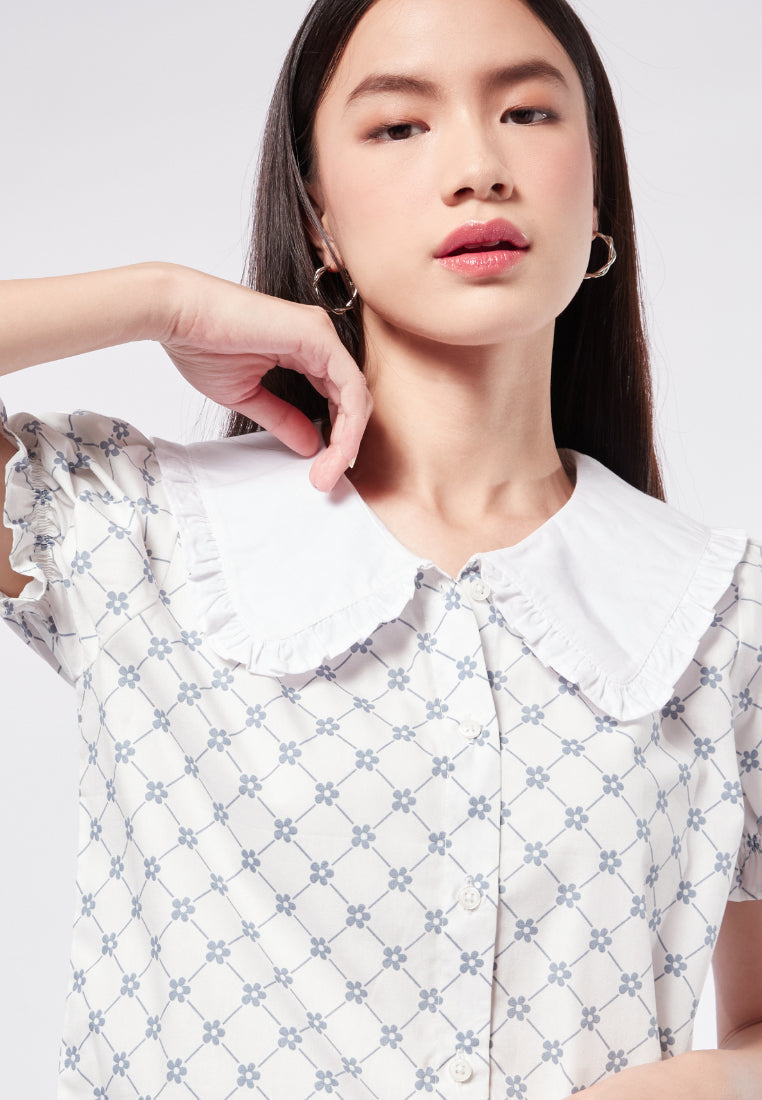 Puff Sleeve Top with Peterpan Collar