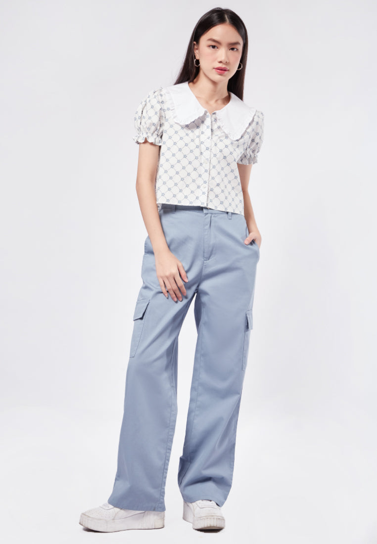 Puff Sleeve Top with Peterpan Collar