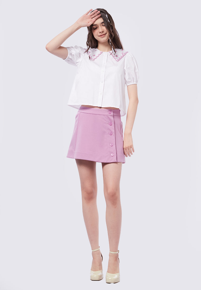 Embroidered Wide Collar Blouse