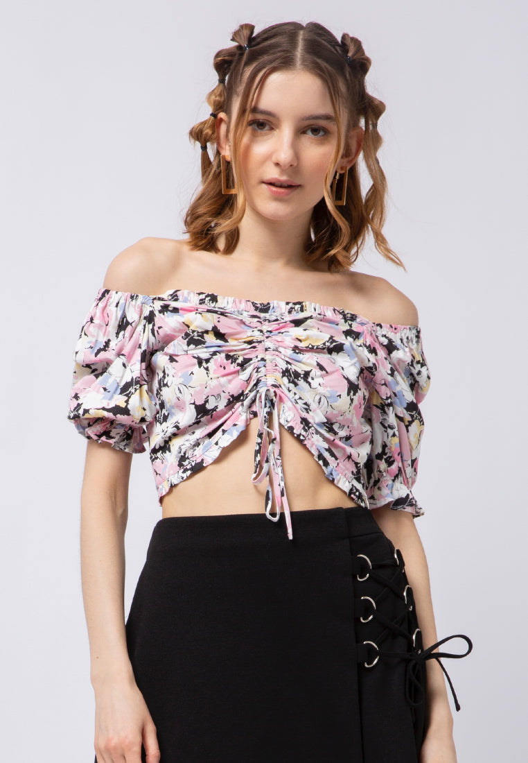 Printed Blouse with Gathered Details