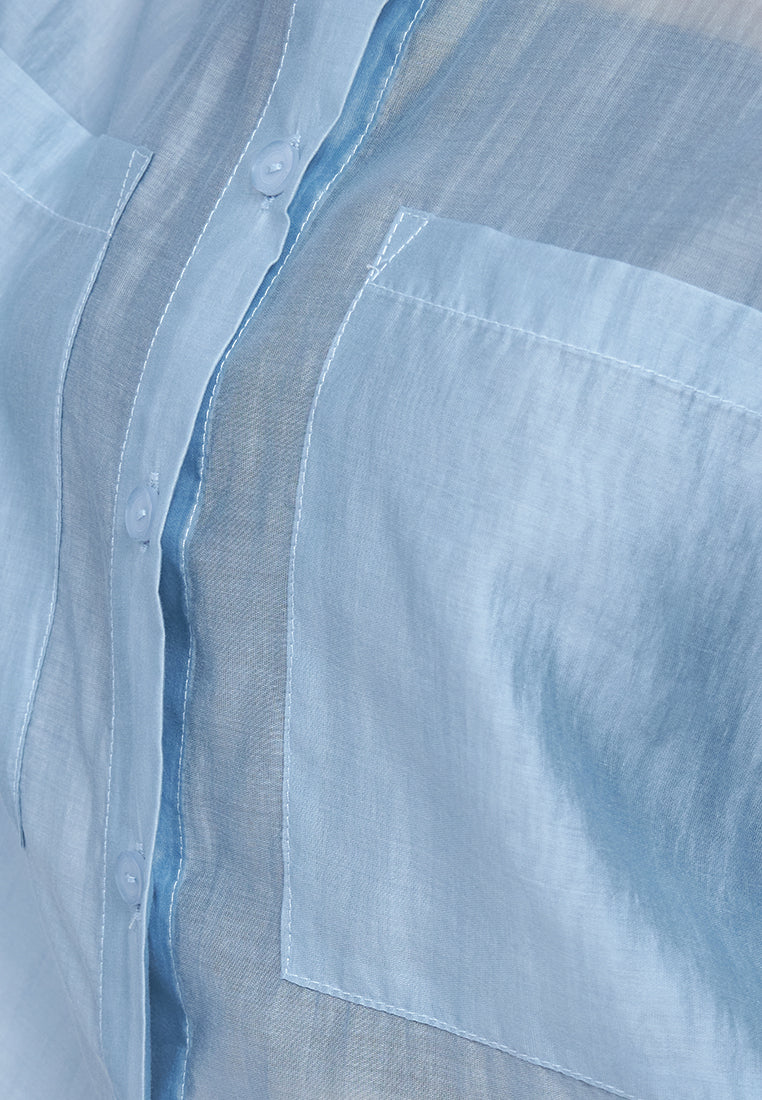 Oversized Short Sleeve Sheer Shirt