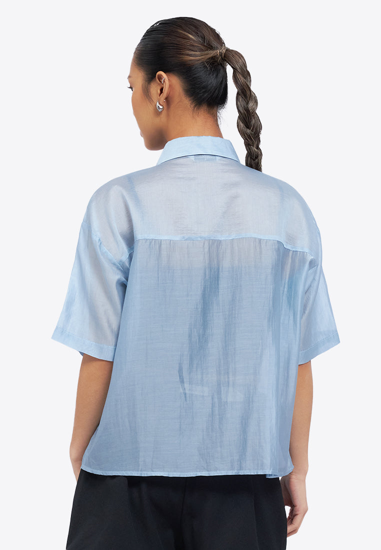 Oversized Short Sleeve Sheer Shirt