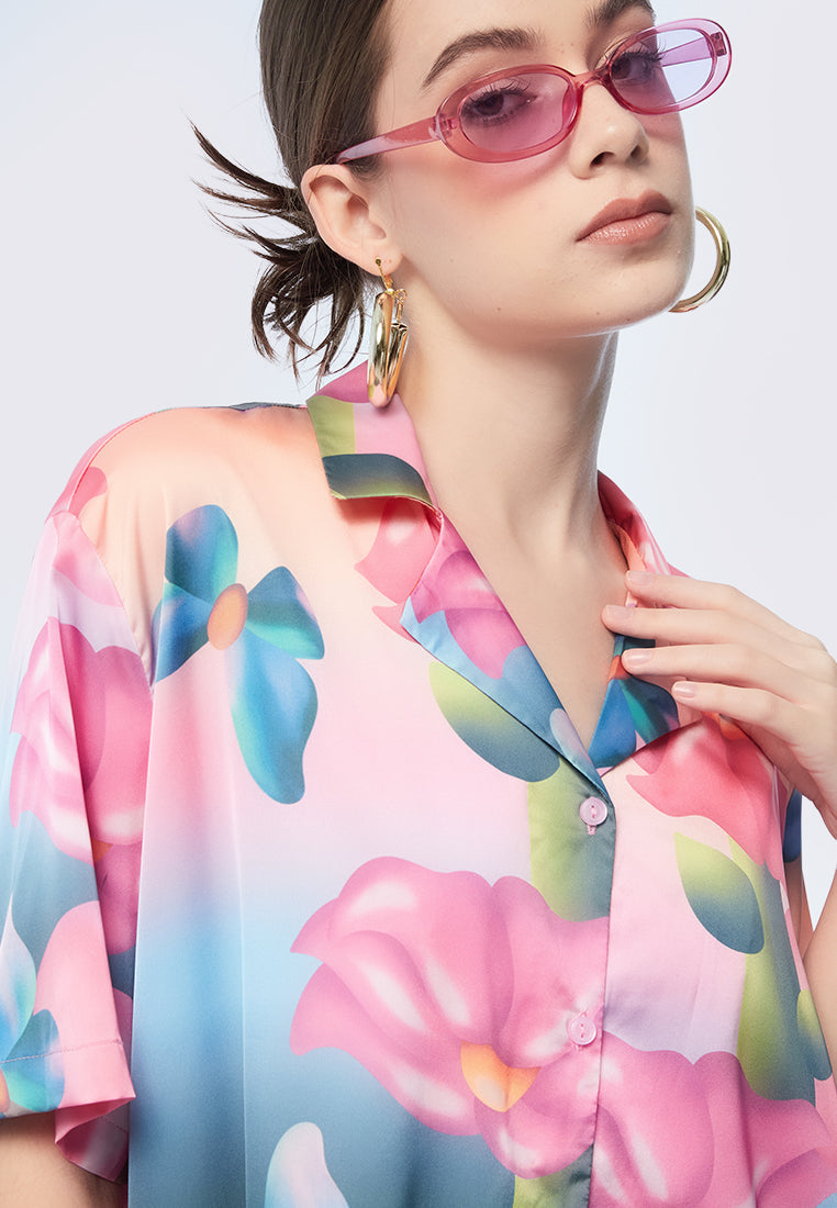 Printed Oversize Short Sleeve Shirt