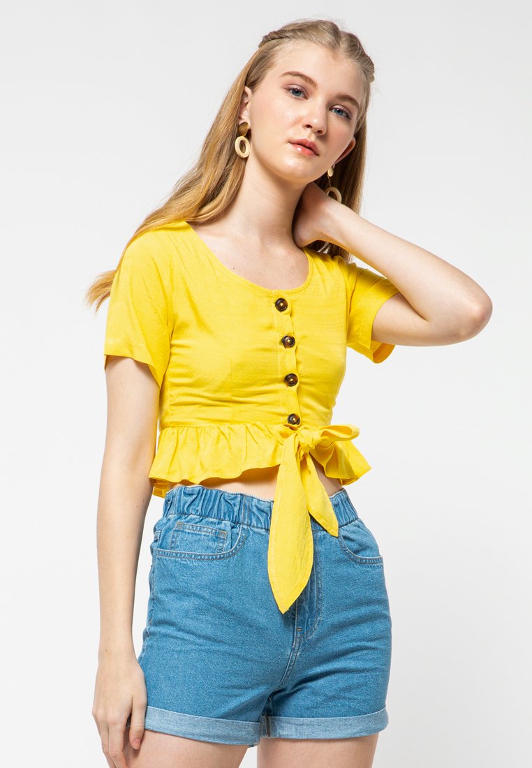 Crop Ruffle Front Tie