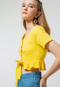 Crop Ruffle Front Tie