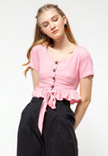 Crop Ruffle Front Tie