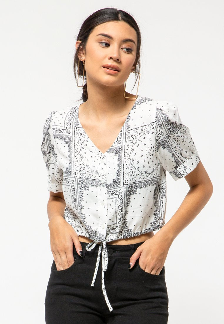 White V-Neck Blouse