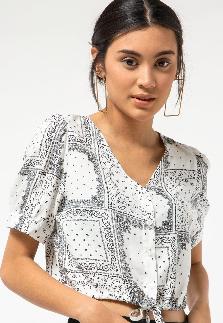 White V-Neck Blouse